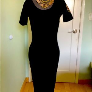 Black midi stretch dress